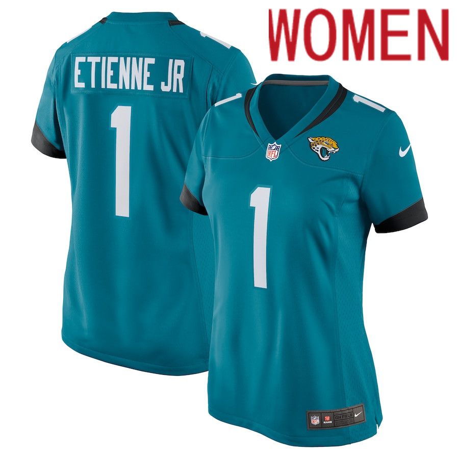 Women Jacksonville Jaguars 1 Travis Etienne Nike Green Game NFL Jersey